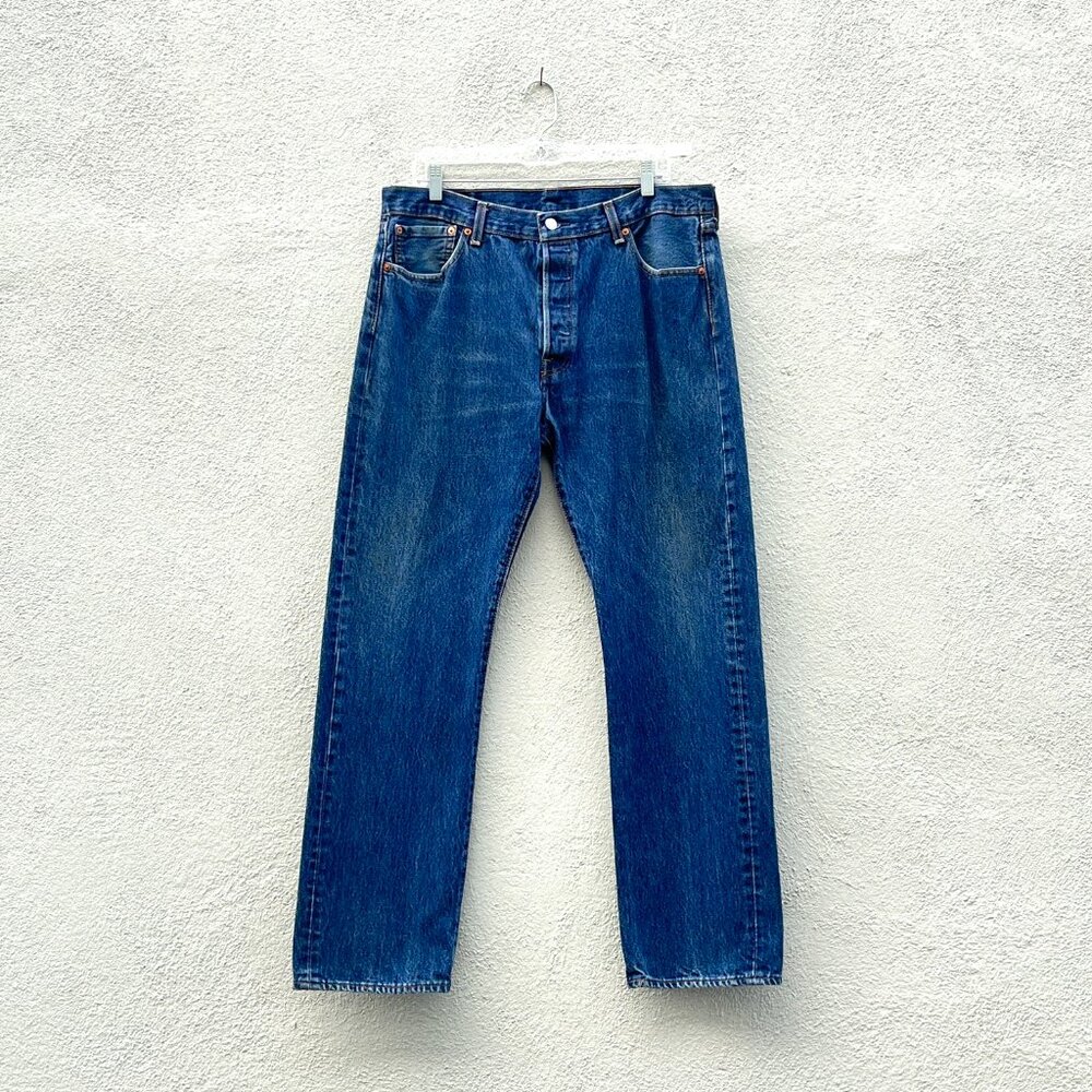 Men's Levi's 501 Red Tab Dark Wash Denim Blue Jeans Size 36 x 32